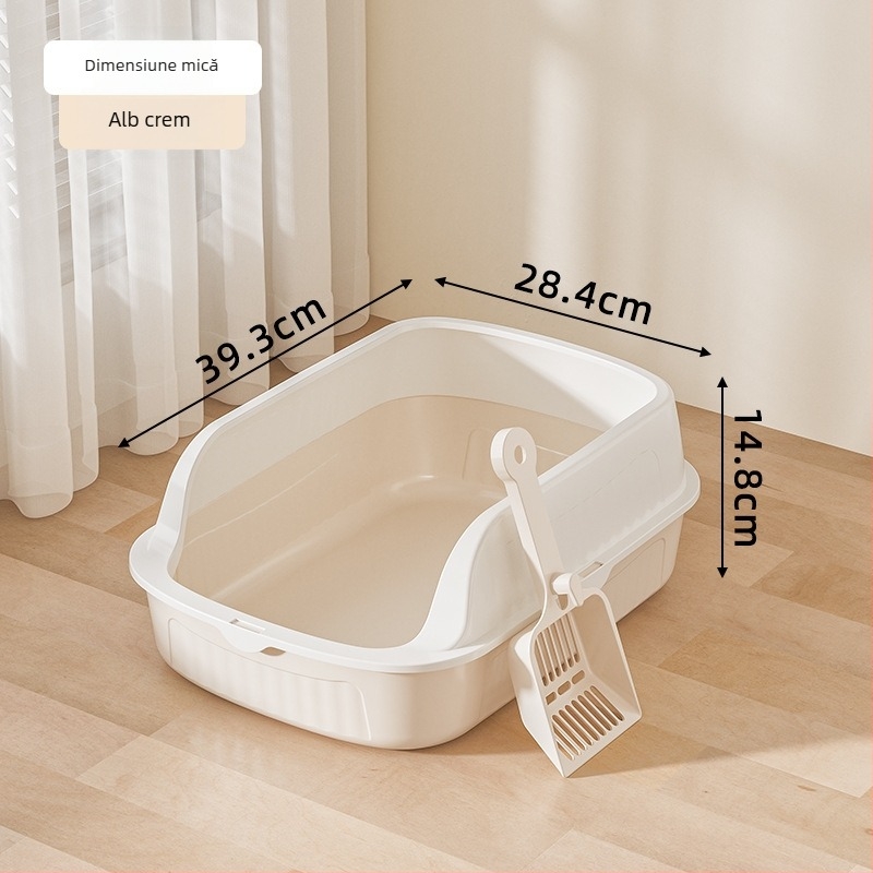 Lădiță de nisip pentru pisici, design semiînchis, cupă detașabilă, tavă din plastic înălțată, PP, pentru pisici și pisoiași