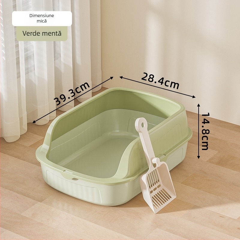 Lădiță de nisip pentru pisici, design semiînchis, cupă detașabilă, tavă din plastic înălțată, PP, pentru pisici și pisoiași