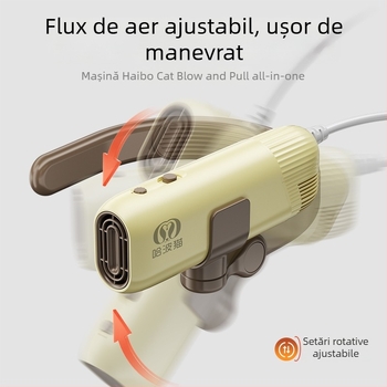 Uscător pentru animale de companie cu design suspensiv pentru gât, model M1, 1200–1599W, 220V, protecție la supraincălzire, motor brushless