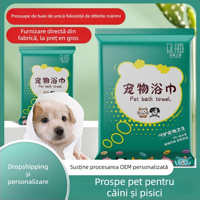 Prosop absorbent pentru animale de companie pentru câini — marcă Grace, material: fibre, ambalaj 100 bucăți, potrivit pentru câini