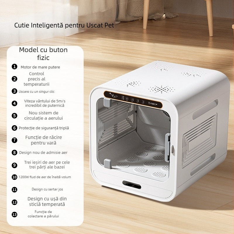 Cutie de uscat și spălat pentru animale de companie – Uscător automat pentru pisici și câini, 1600–1999W, utilizare universală, tip braț fix