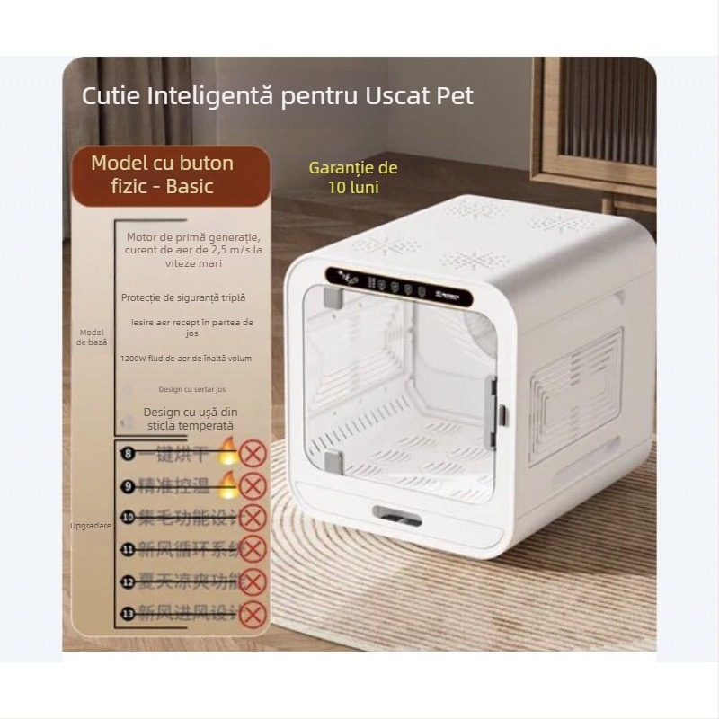 Cutie de uscat și spălat pentru animale de companie – Uscător automat pentru pisici și câini, 1600–1999W, utilizare universală, tip braț fix