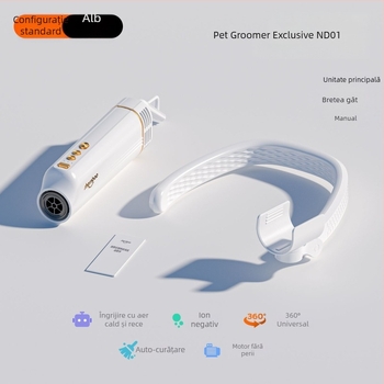Uscător all-in-one pentru animale de companie (câini și pisici), fixat la gât, silențios, uscare rapidă și îndepărtarea părului — Nd-01, 1000–1199W, 220V, motor AC, protecție la supraincălzire