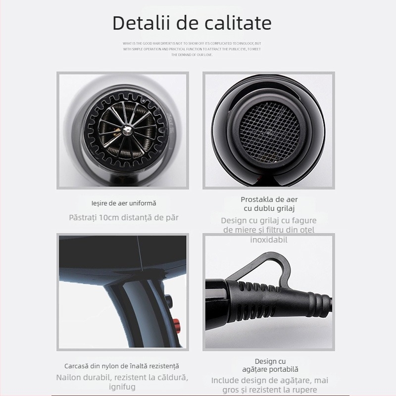 Uscător de păr pentru animale, model MZ-217, 2000W+, motor AC, protecție la supraîncălzire, 220V