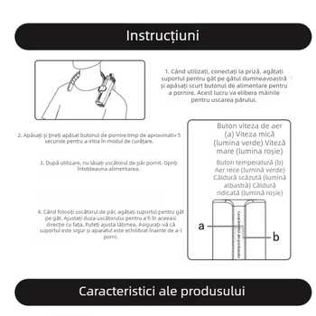 Uscător de păr pentru animale de companie, atașament la gât – putere mare, zgomot redus, ioni negativi, 1600–1999W, 220V