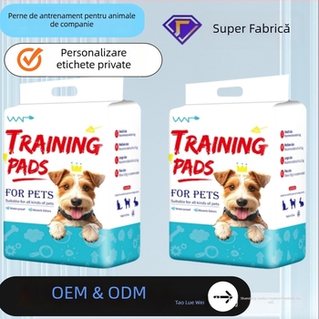 Covorașe de antrenament pentru animale de companie (câini și pisici) cu absorbție îmbunătățită și control al mirosurilor, material: PE film și țesătură nețesută, ambalaje: 100/50/40/20 bucăți