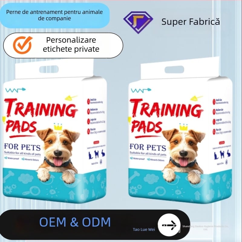 Covorașe de antrenament pentru animale de companie (câini și pisici) cu absorbție îmbunătățită și control al mirosurilor, material: PE film și țesătură nețesută, ambalaje: 100/50/40/20 bucăți