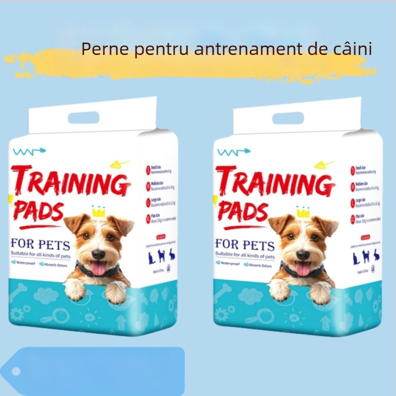 Covorașe de antrenament pentru animale de companie (câini și pisici) cu absorbție îmbunătățită și control al mirosurilor, material: PE film și țesătură nețesută, ambalaje: 100/50/40/20 bucăți