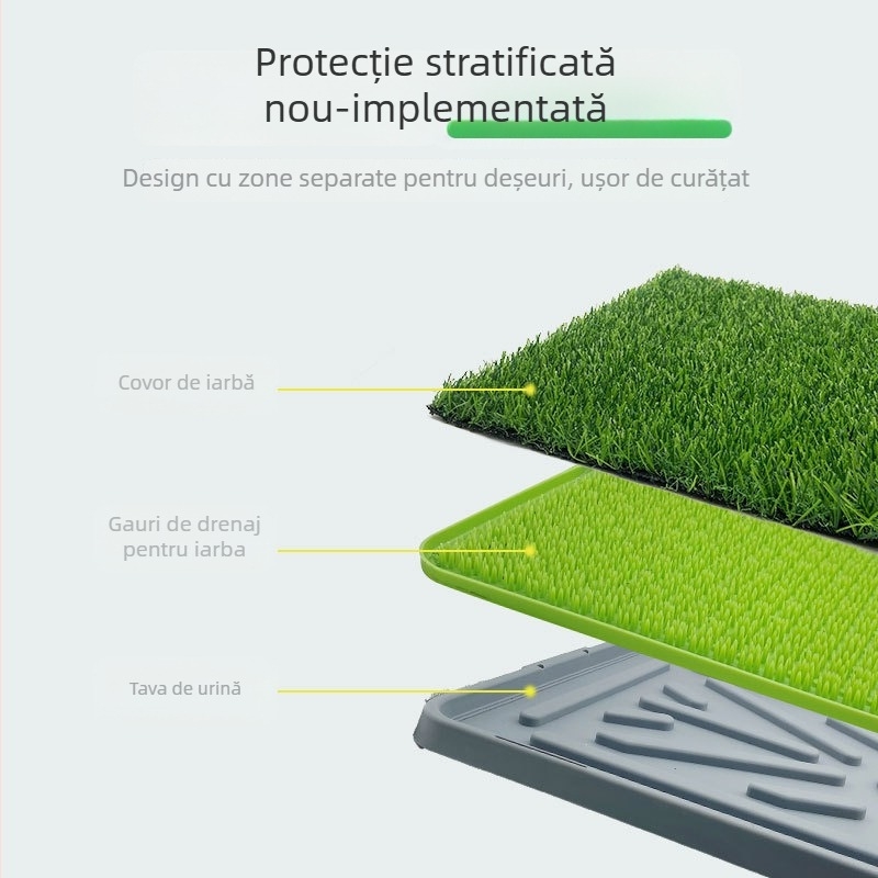 Toaletă mare pentru câini cu iarbă artificială, material PP, design cu punct fix de defecație, tavă de curățare detașabilă