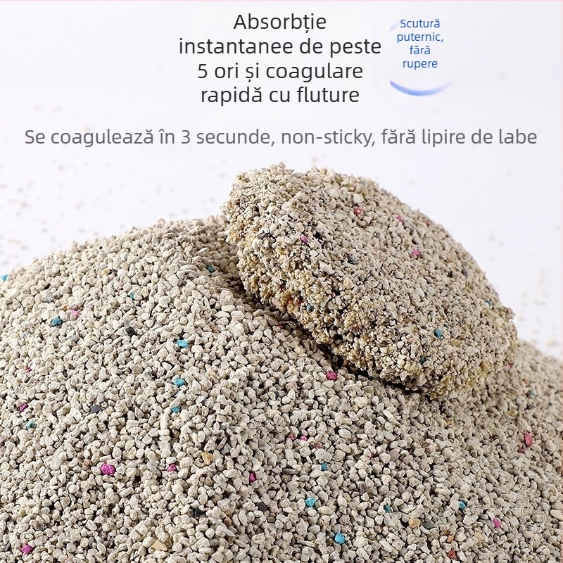 Guozhou mu Nisip pentru pisici și câini – praf redus, control al mirosurilor, formulă cu aglomerare