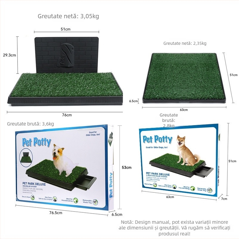 Dogus Toaletă pentru câini cu covoraș de iarbă și barieră de urină, bază PP, produs autohton, marcă privată licențiată