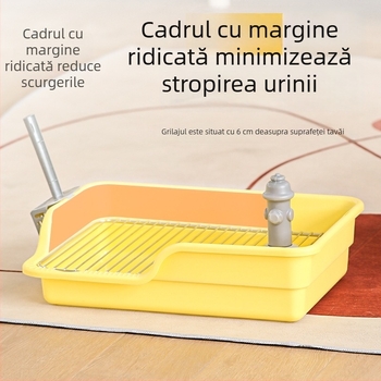 Toaletă pentru câini, cu gard înalt, din PP și oțel inoxidabil, fixă, pentru utilizare în interior