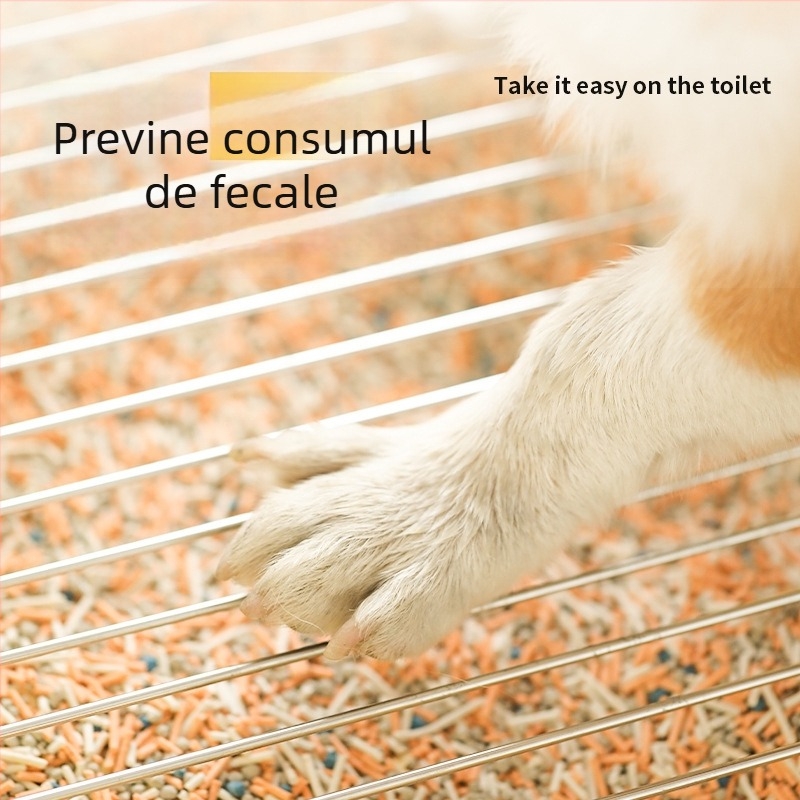 Toaletă pentru câini, cu gard înalt, din PP și oțel inoxidabil, fixă, pentru utilizare în interior