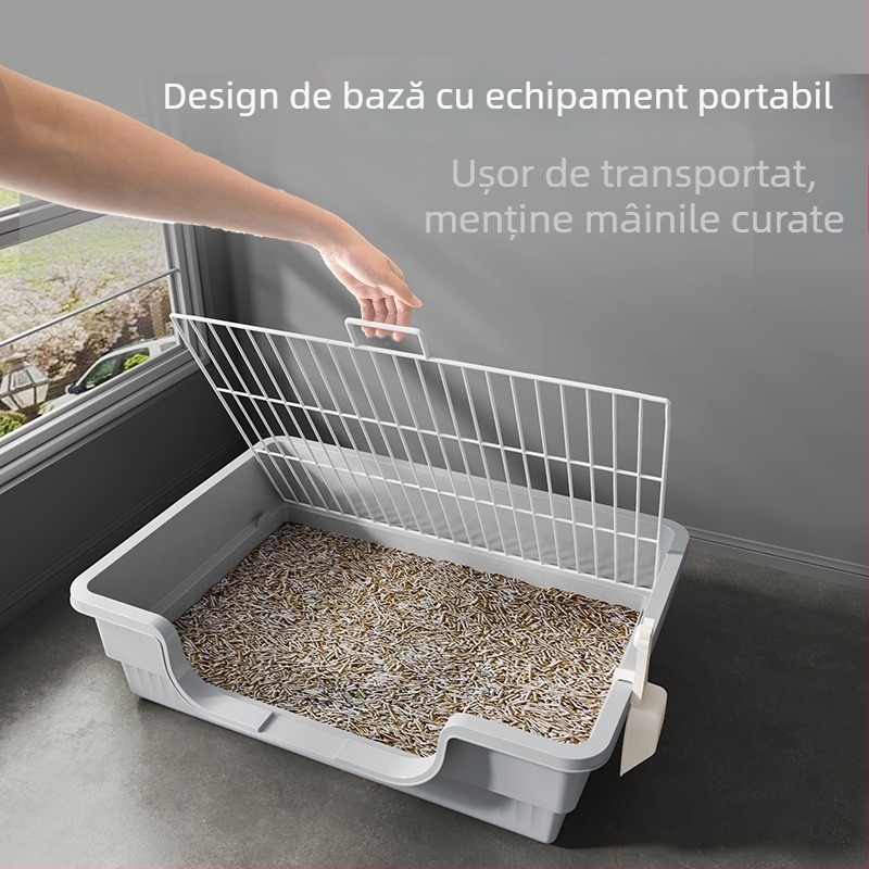 Toaletă pentru câini, cu gard înalt, din PP și oțel inoxidabil, fixă, pentru utilizare în interior