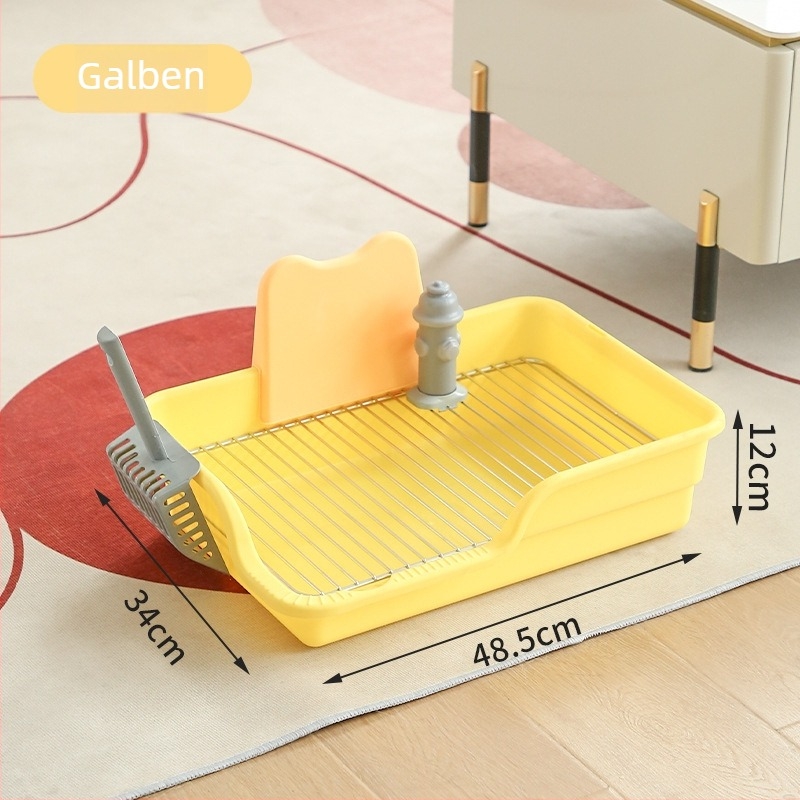 Toaletă pentru câini, cu gard înalt, din PP și oțel inoxidabil, fixă, pentru utilizare în interior