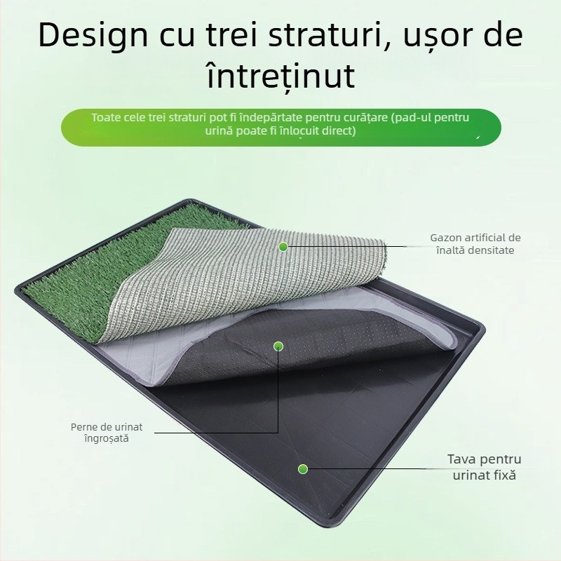 Covoraș de toaletă pentru câini – lavabil, suprafață cu iarbă artificială densă, bază din plastic