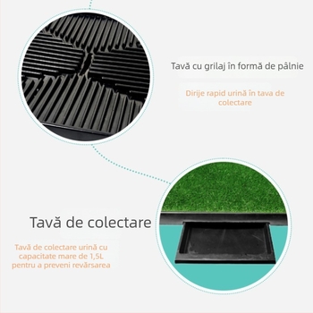 Toaletă pentru câini cu barieră, din plastic, covoraș cu iarbă artificială pentru urinare, antrenament pentru defecare la un punct fix, potrivită pentru câini de talie medie și mare