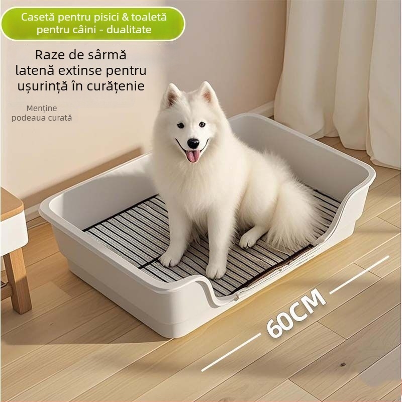 Toaletă pentru câini - ușor de curățat, din plastic, anti-pășire, anti-stropire a urinei