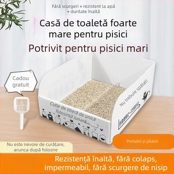 Cutie de nisip pentru pisici, impermeabilă, semiîncuiată, de unică folosință lunară, portabilă și pliabilă