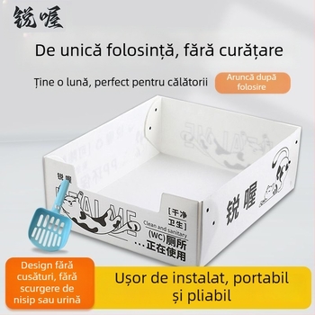 Cutie de nisip pentru pisici, impermeabilă, semiîncuiată, de unică folosință lunară, portabilă și pliabilă