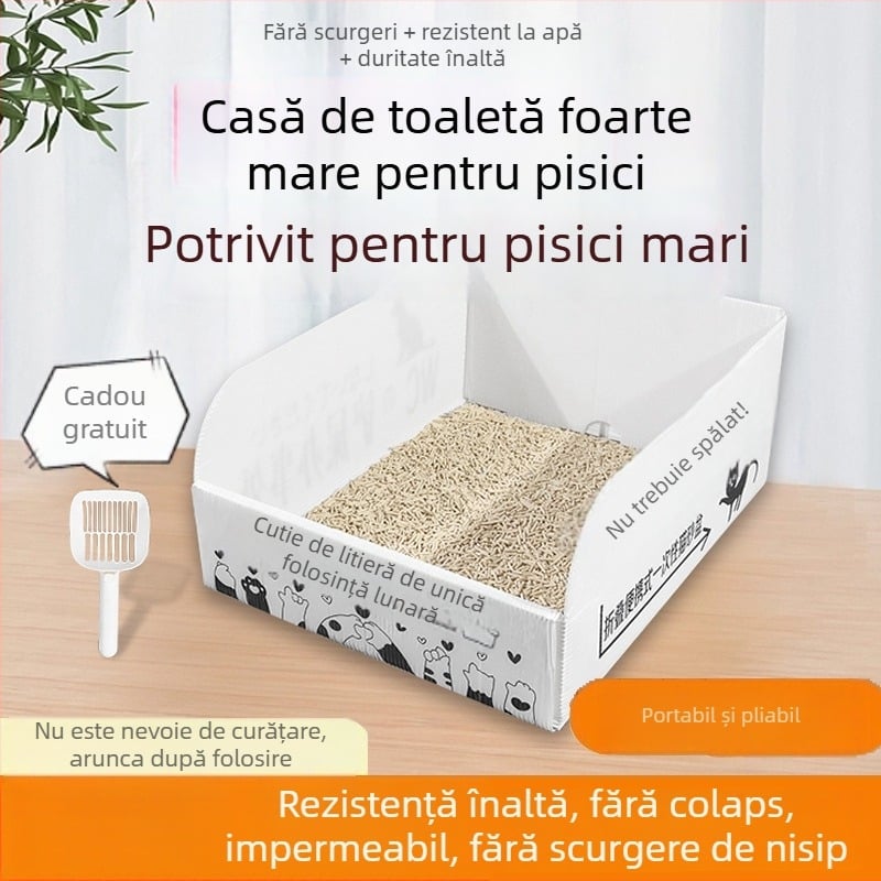 Cutie de nisip pentru pisici, impermeabilă, semiîncuiată, de unică folosință lunară, portabilă și pliabilă