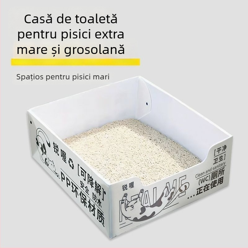 Cutie de nisip pentru pisici, impermeabilă, semiîncuiată, de unică folosință lunară, portabilă și pliabilă