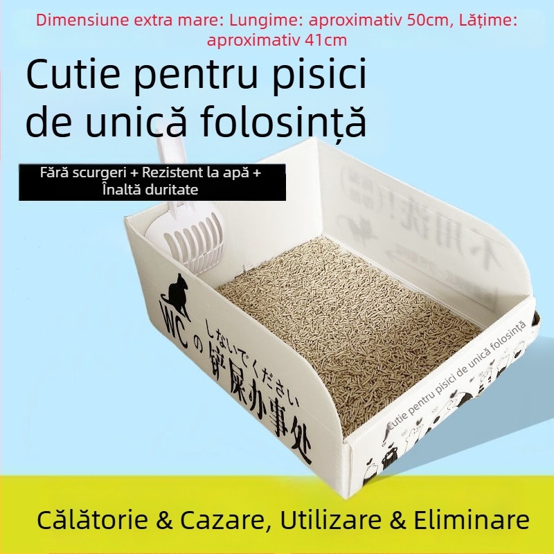 Cutie de nisip pentru pisici, impermeabilă, semiîncuiată, de unică folosință lunară, portabilă și pliabilă