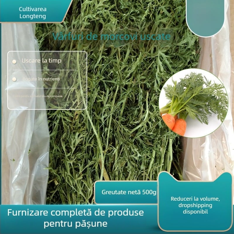 Hrană uscată pentru iepuri și porcușori de Guineea — Longteng Carrot Tassel și Carrot Leaf Hay