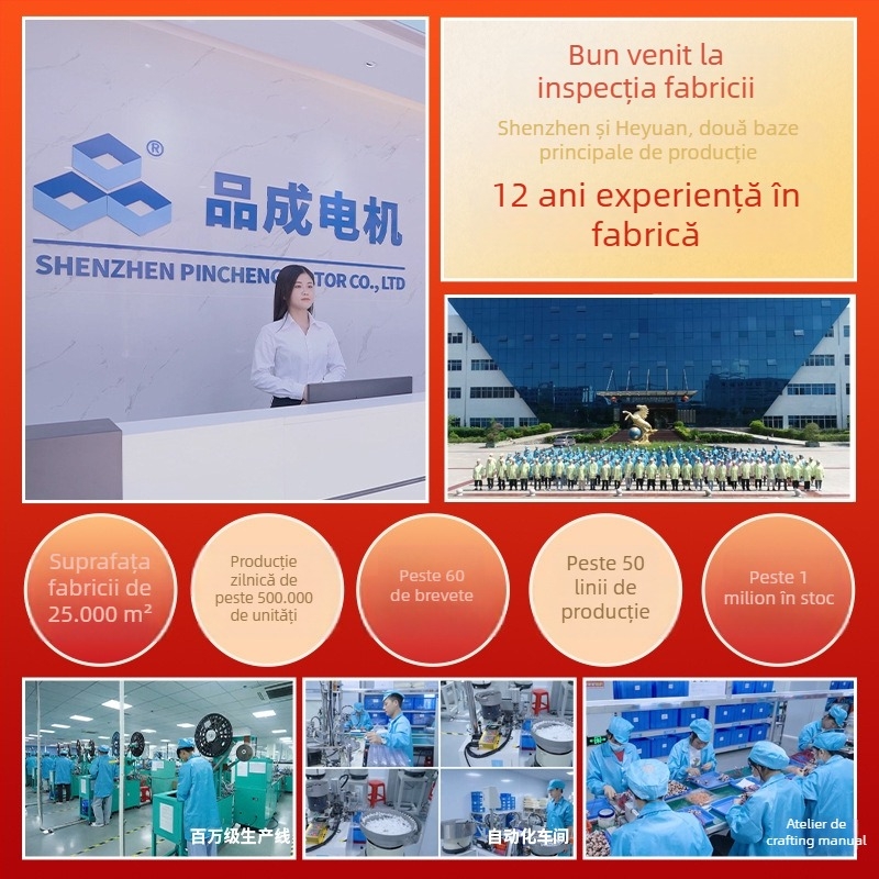 HY-JS50T Motor DC cu transmisie mică (Model HY-JS50T, Tensiune 5–12 V, Putere 0.29–0.63 W, Curent 0.01–0.07 A, Viteză 5.5–91 rpm, Cuplu 77.1–608.2 mN·m)