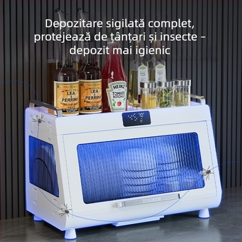 Dulap dezinfectare vase cu uscare integrată, raft de bucătărie compact pentru vase, Model 8826, Material plastic PP+PET+ABS, Capacitate 45 L