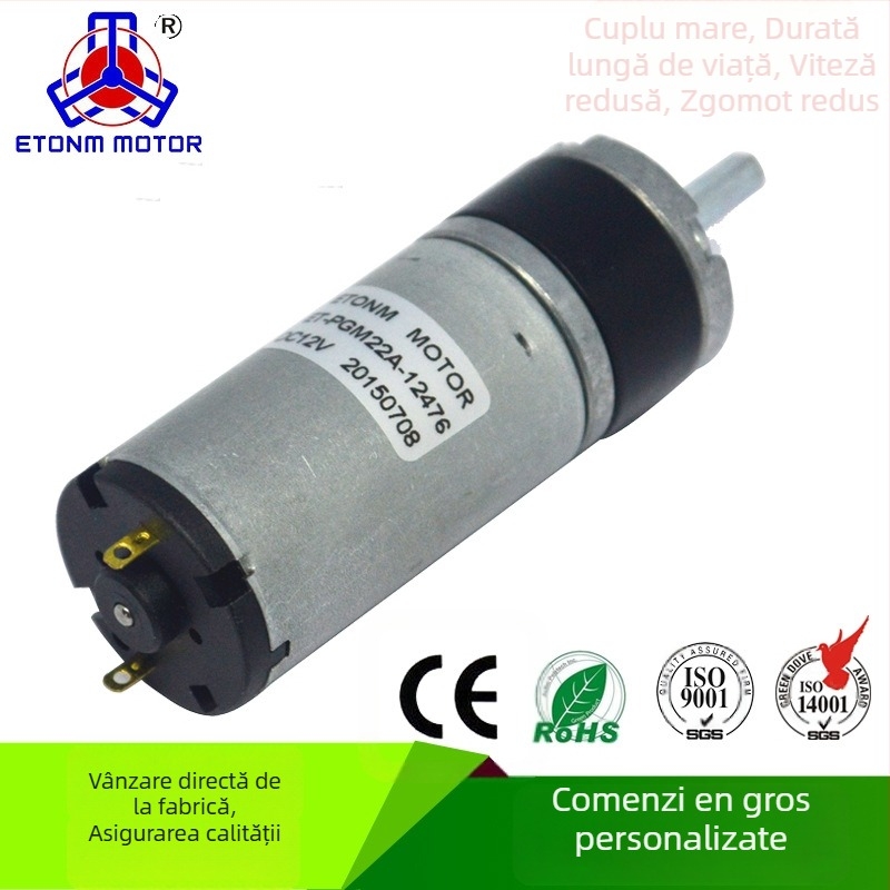 Motor cu transmisie planetară, ax de 22 mm, DC sub 36 V, eficiență 67%, ISO 9001 certificat