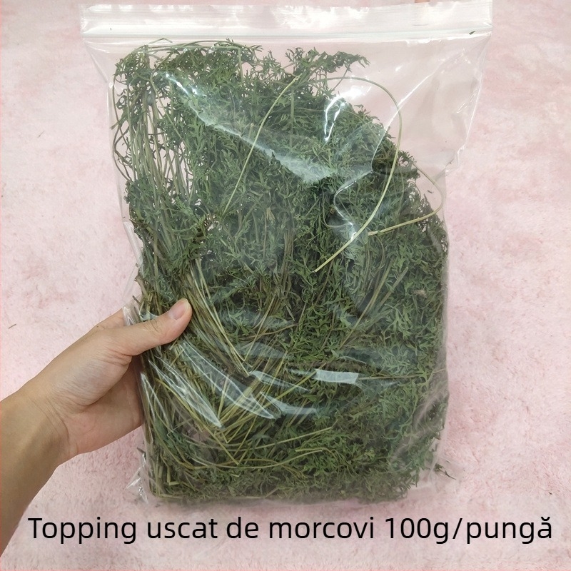 Vârfuri uscate de morcov – gustare dentară pentru iepuri, chinchilla și porcușor de Guineea, cu tulpini și frunze (Material: Alt; Origine: Vezi detalii; Import: Nu; Brand: Alt)