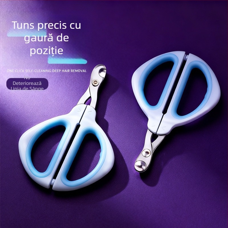 Tăietor de unghii pentru pisici din oțel inoxidabil, design cu găuri circulare și protecție