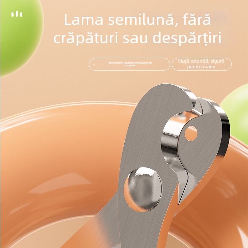 Tăietor de unghii pentru pisici din oțel inoxidabil, design cu găuri circulare și protecție