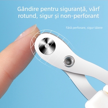 Clește de unghii pentru câini, oțel inoxidabil, design cu gaură rotundă, pentru începători