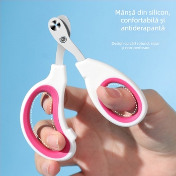 Clește de unghii pentru câini, oțel inoxidabil, design cu gaură rotundă, pentru începători