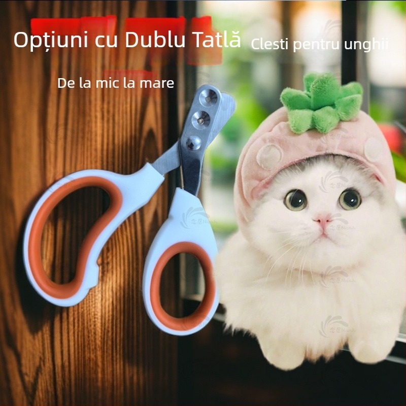 Clește de unghii pentru câini, oțel inoxidabil, design cu gaură rotundă, pentru începători