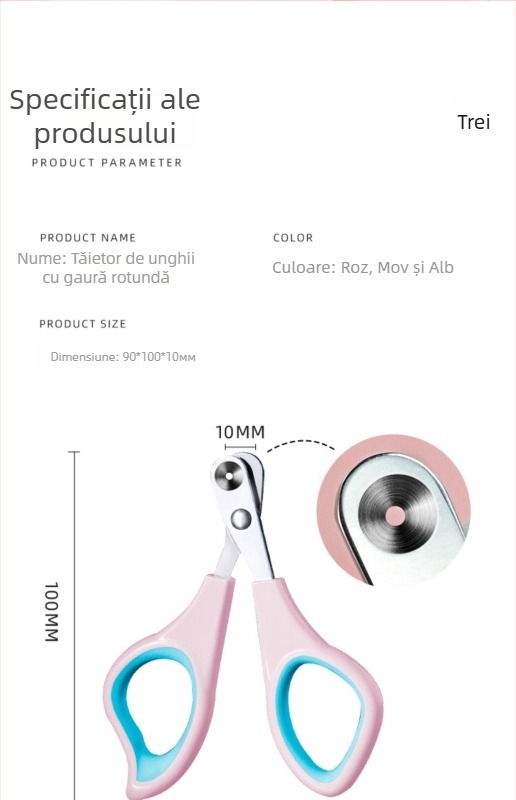 Clește de unghii pentru pisici cu protecție, design sigur, ambalaj 100 de bucăți
