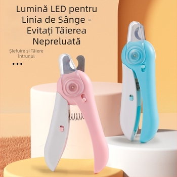 Clește de unghii pentru animale de companie, cu LED, indicator de linie de sânge, 2 în 1 pentru pisici și câini, tăiere în siguranță