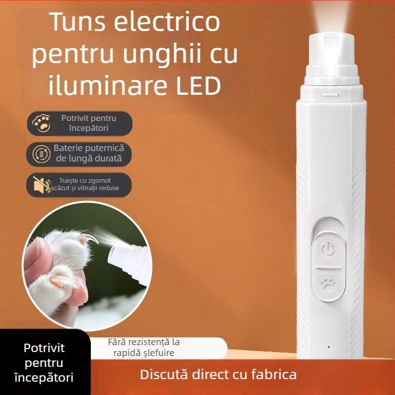 Grinder electric pentru unghii cu LED pentru animale de companie (câini și pisici)