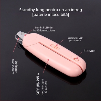 Clește de unghii pentru animale de companie cu LED – pentru pisici și câini de talie mică până la medie