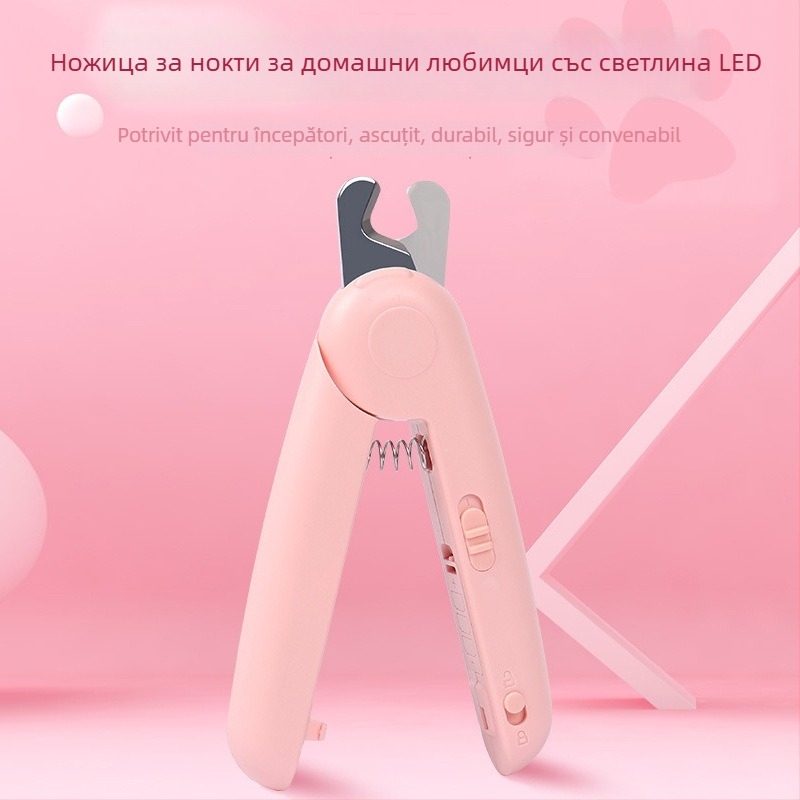 Clește de unghii pentru animale de companie cu LED – pentru pisici și câini de talie mică până la medie