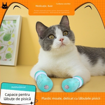 Protecție pentru capul pisicii pentru baie, tăierea unghiilor și injecții – anti-zgâriere, anti- mușcare, anti-lipire • cutie cu 210 bucăți • pentru pisici