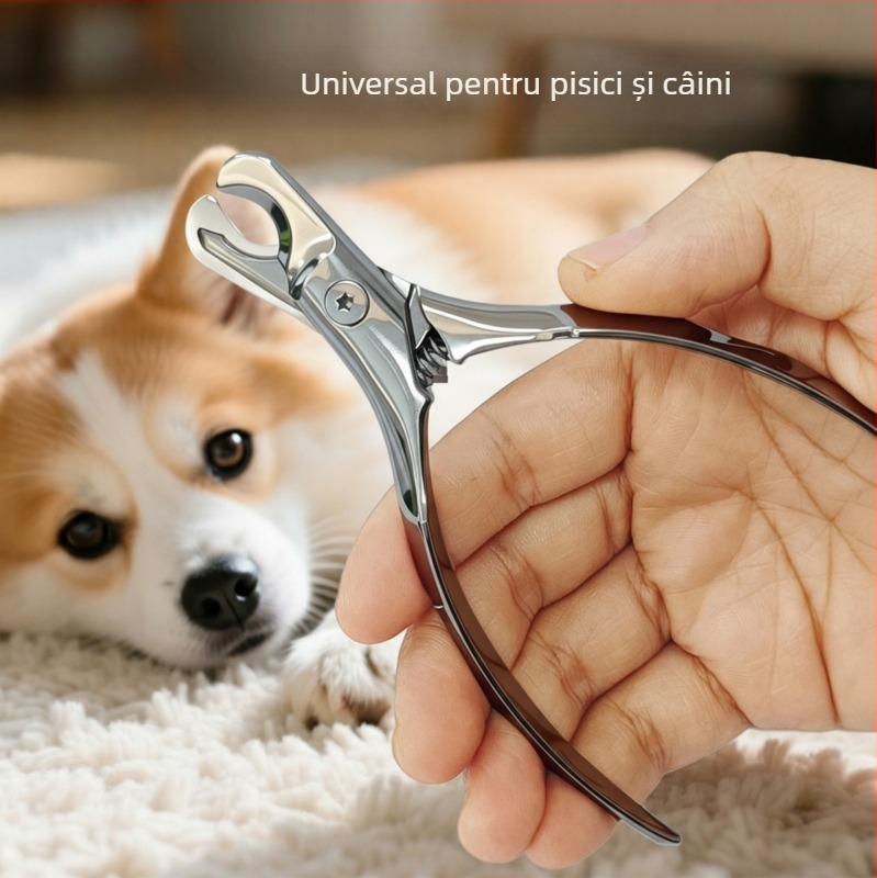 Clește pentru unghii de animale și pilă de unghii, oțel inoxidabil, pentru pisici și câini