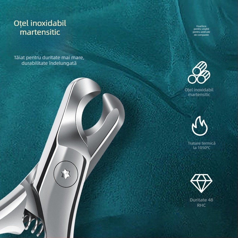 Clește pentru unghii de animale și pilă de unghii, oțel inoxidabil, pentru pisici și câini