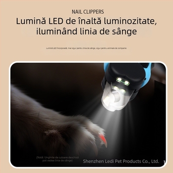 Clește de unghii pentru animale cu lumină LED pentru pisici și câini
