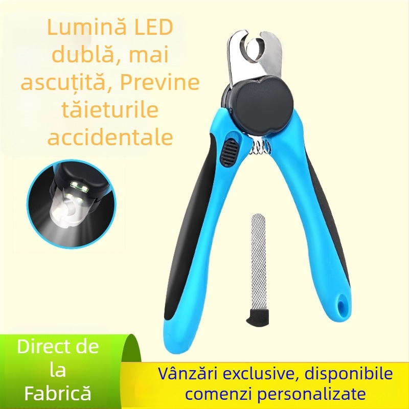Clește de unghii pentru animale cu lumină LED pentru pisici și câini