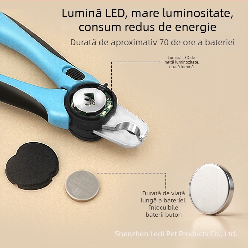 Clește de unghii pentru animale cu lumină LED pentru pisici și câini