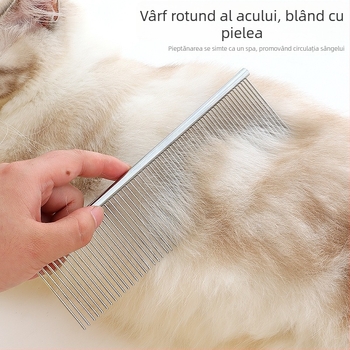 Meow Xinbao pieptene premium pentru îngrijirea animalelor de companie, pieptene cu dinți dubli pentru descurcarea părului pufos