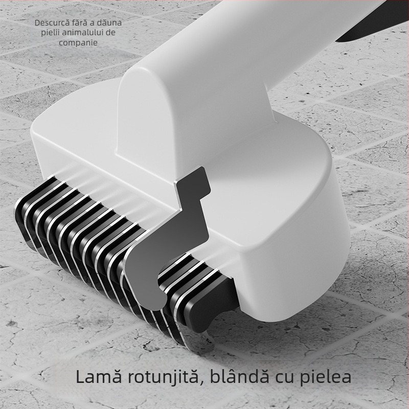 Pieptene de îngrijire pentru pisici, cu mâner lung, pentru despărțirea ușoară a nodurilor și îndepărtarea părului cu un singur clic